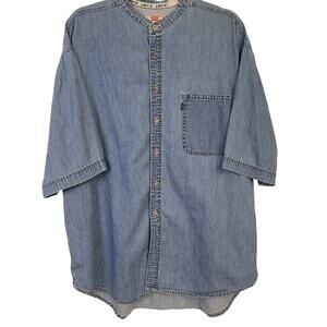 Levi’s Baggy Fit Denim Shirt Women’s Size XL Light Wash Vintage Band Collar